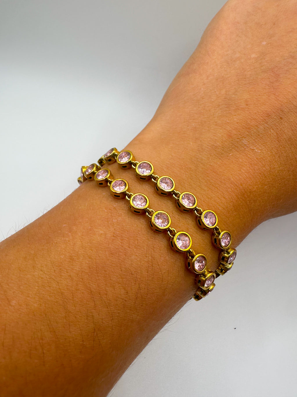 Pink Cz Bezel Bracelet