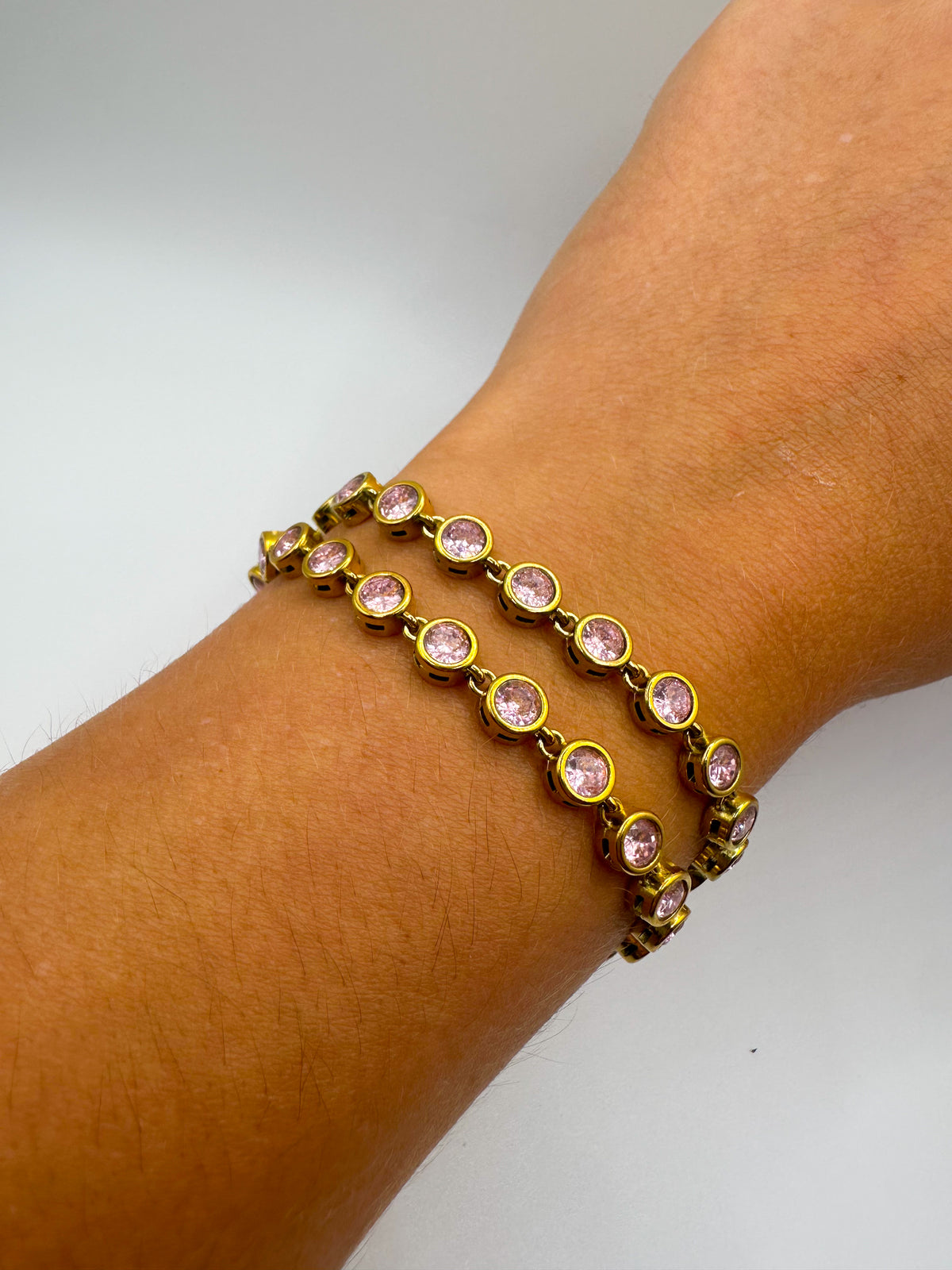 Pink Cz Bezel Bracelet