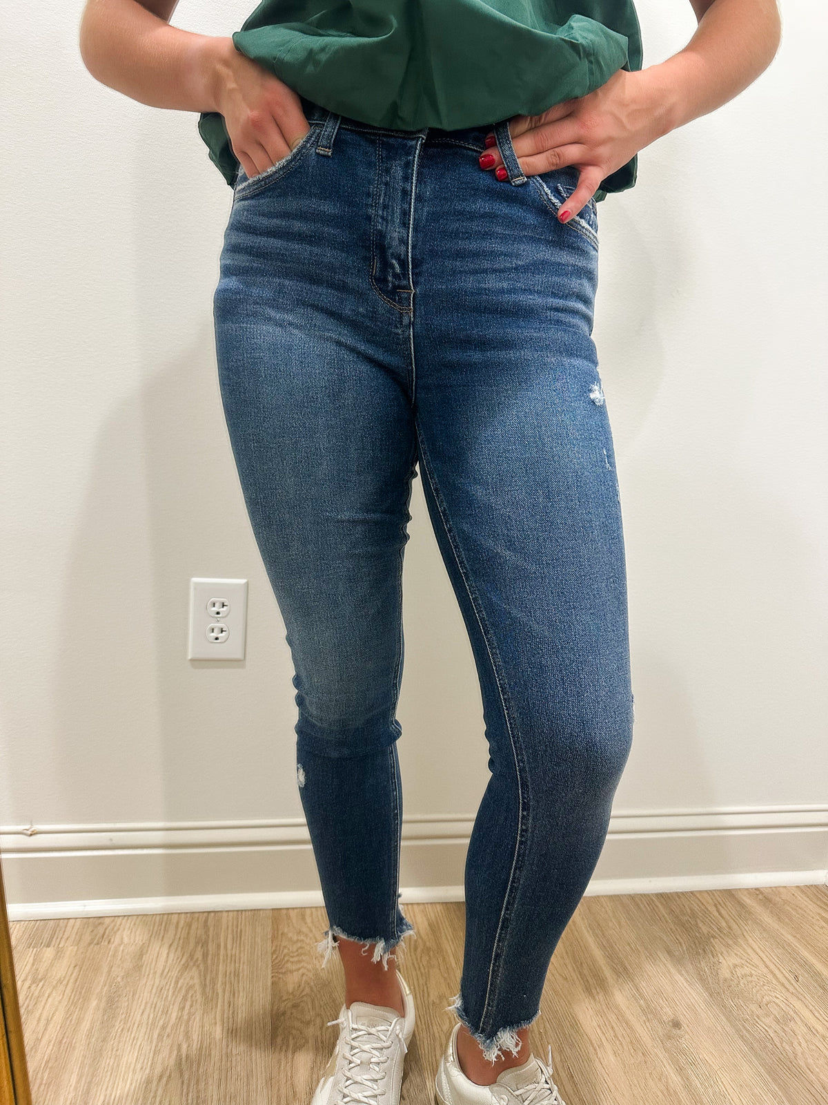 High Rise Dark Wash Crop Skinny