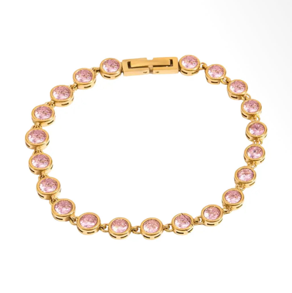 Pink Cz Bezel Bracelet