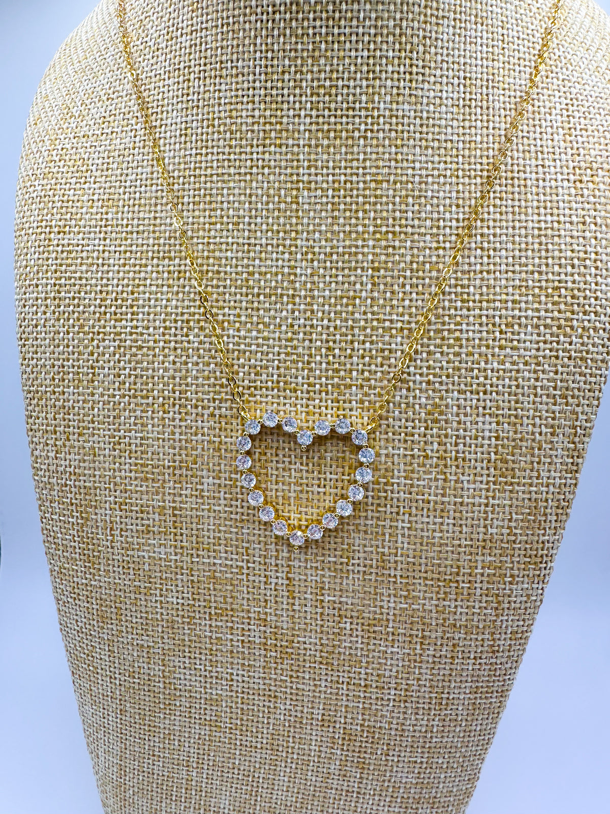 Pave' Hollow Heart Necklace