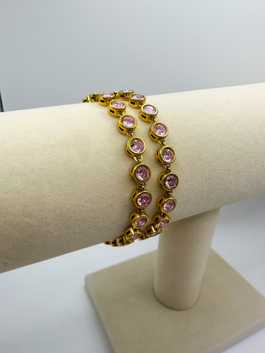 Pink Cz Bezel Bracelet