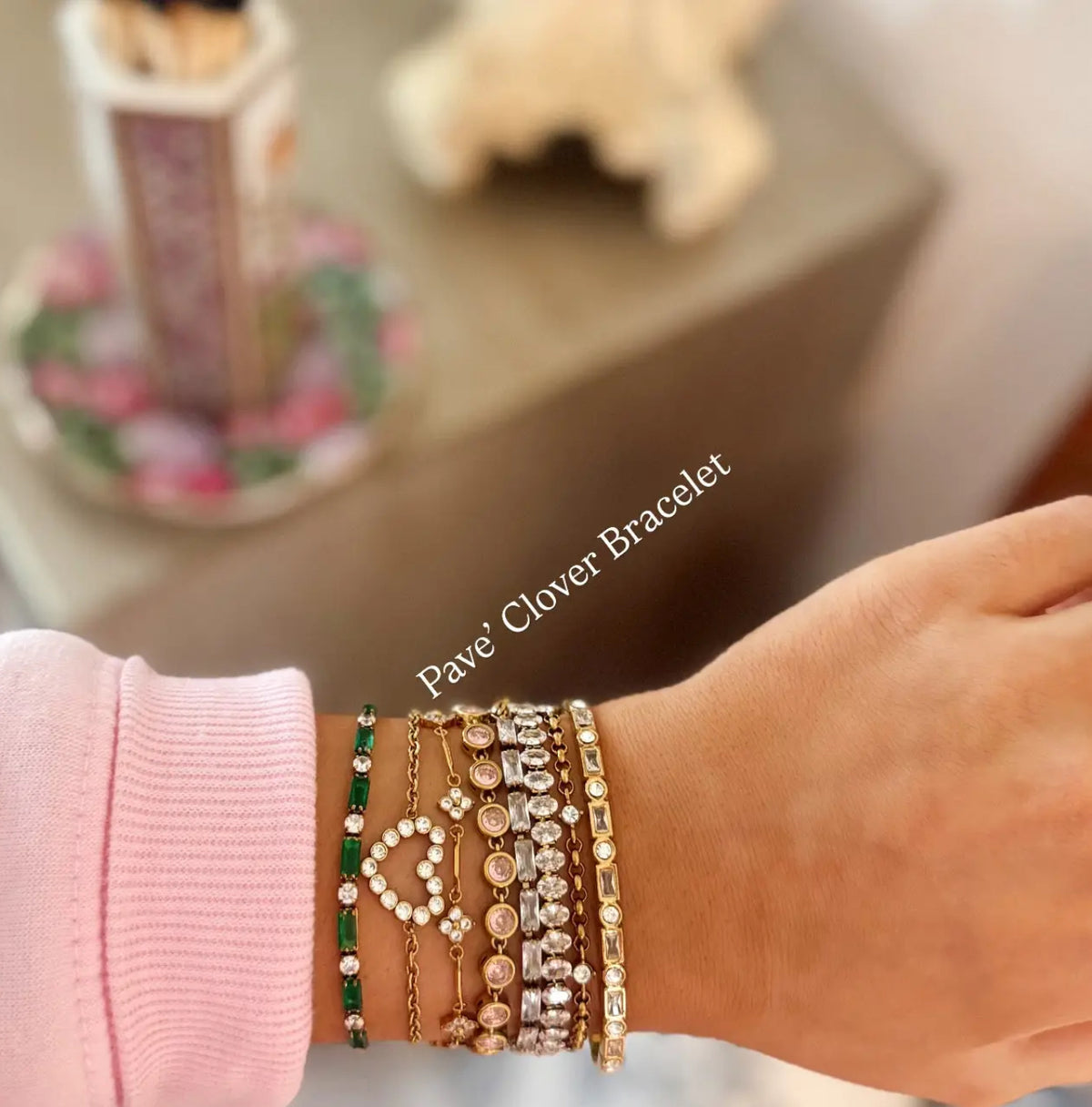 Pave' Clover Bracelet