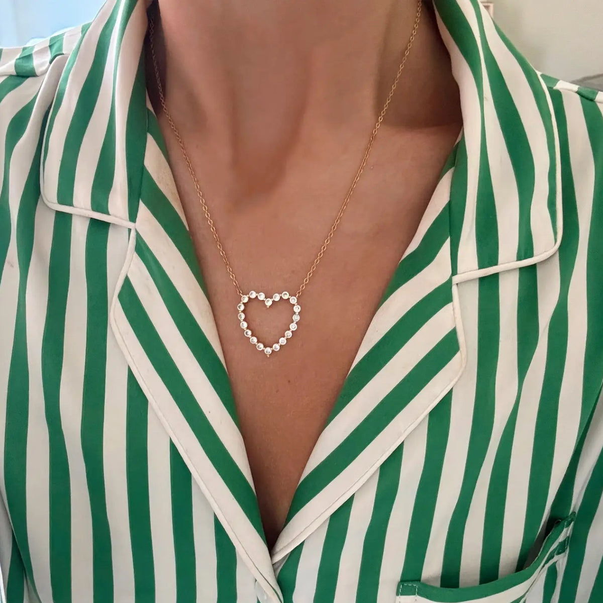 Pave' Hollow Heart Necklace