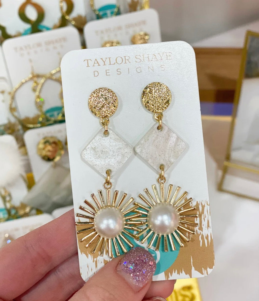Acrylic Diamond Starburst Drop Earring