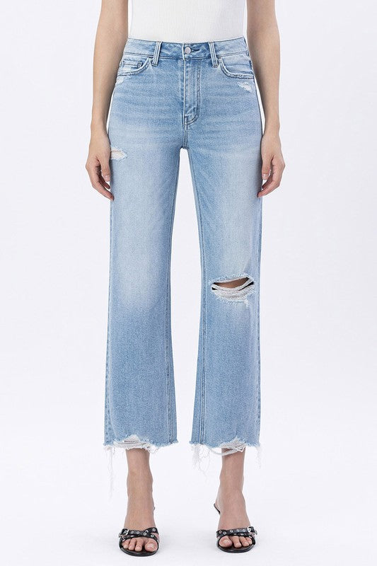 Ezra High Rise Distressed Crop Slim Wild Jeans